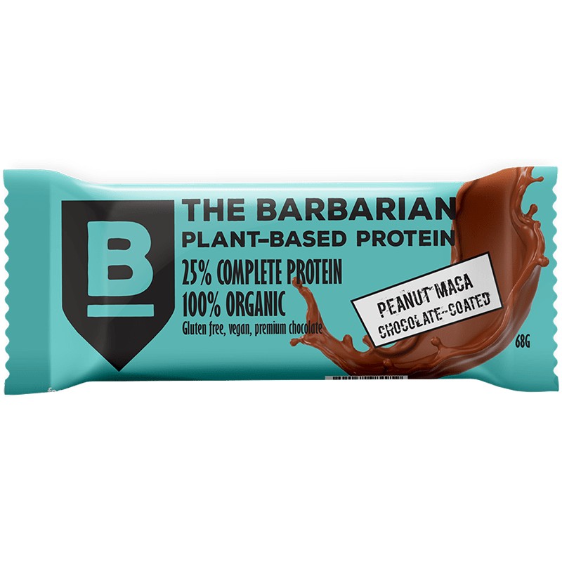 The Barbarian Proteinová Tyčinka Organic Chocolate Coated Peanut Maca, 68 g
