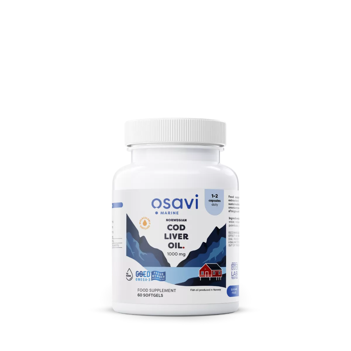 Osavi norvég tőkehalmáj olaj, norvég tőkehalmáj olaj, citrom, 1000 mg, 60 kapszula