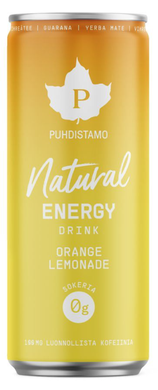 Puhdistamo Natural Energy Drink orange – Energetický nápoj pomeranč 330 ml Obrázek