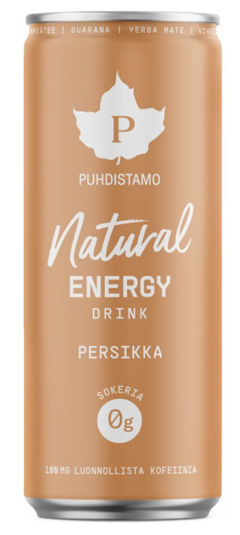 Puhdistamo Natural Energy Drink - Energetický nápoj broskev 330 ml Obrázek