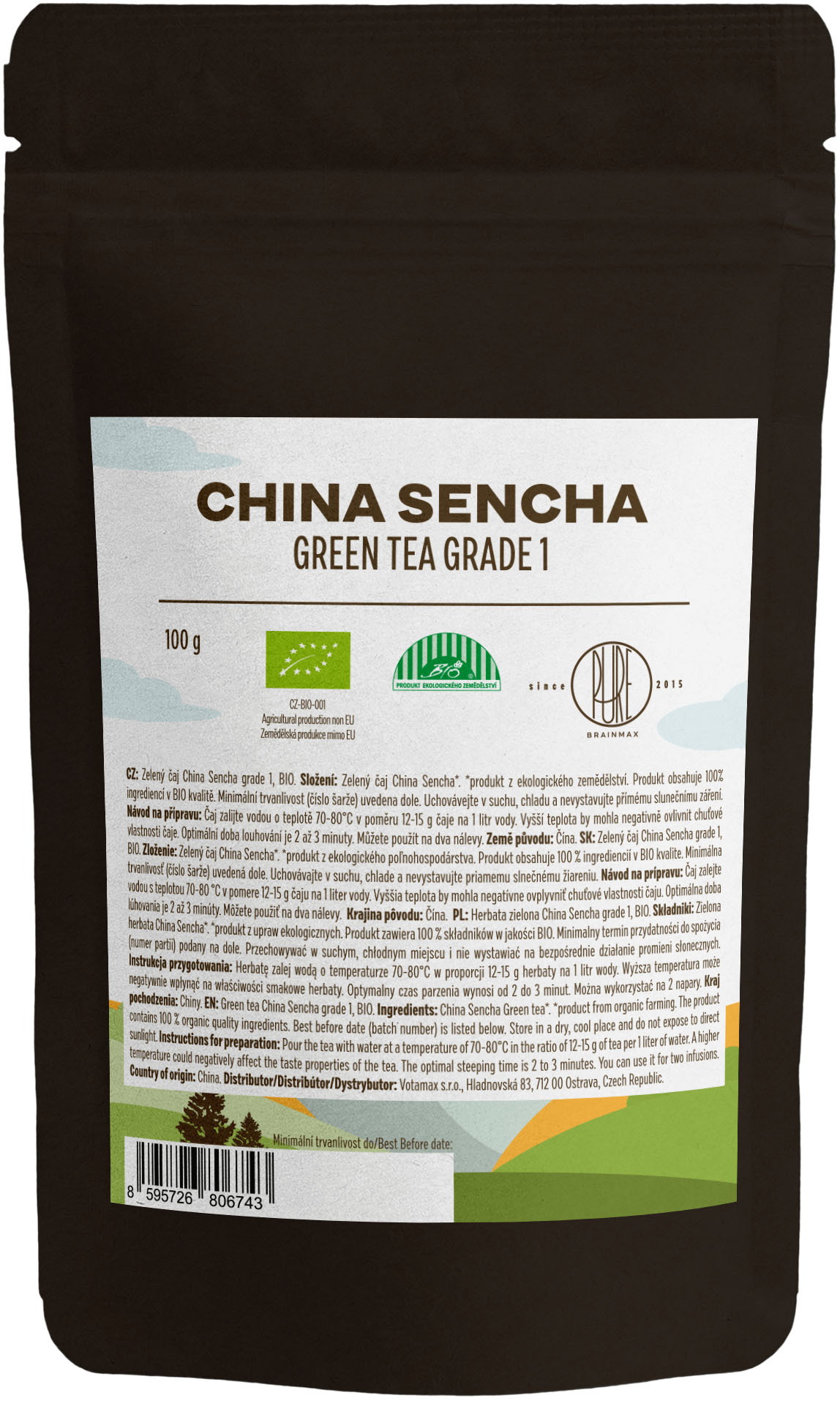 BrainMax Pure Sencha Grade 1, BIO, 100 g Obrázek