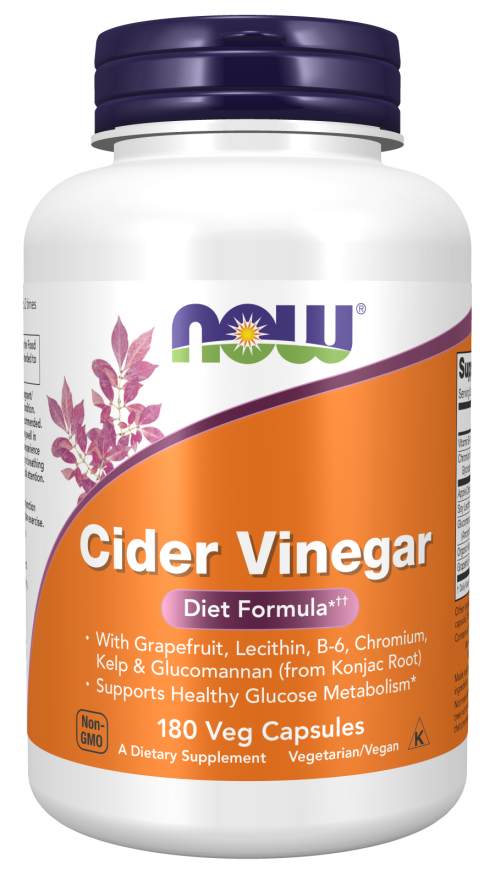 Now® Foods NOW Cider Vinegar, jablečný ocet, 500 mg, 180 rostlinných kapslí Obrázek