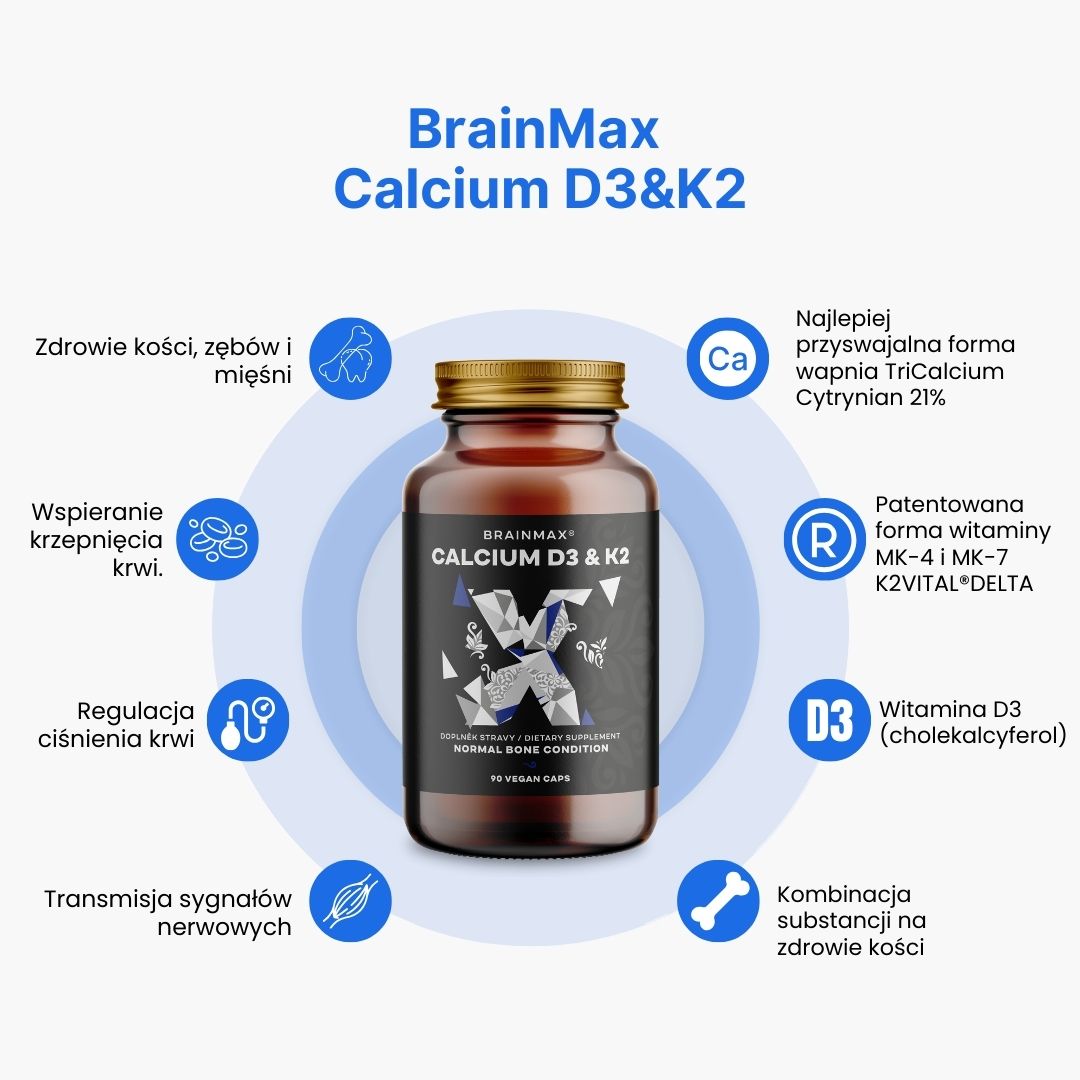 BrainMax Calcium D3 & K2, vápník s vitamínem D3 & K2, 90 rostlinných kapslí Obrázek