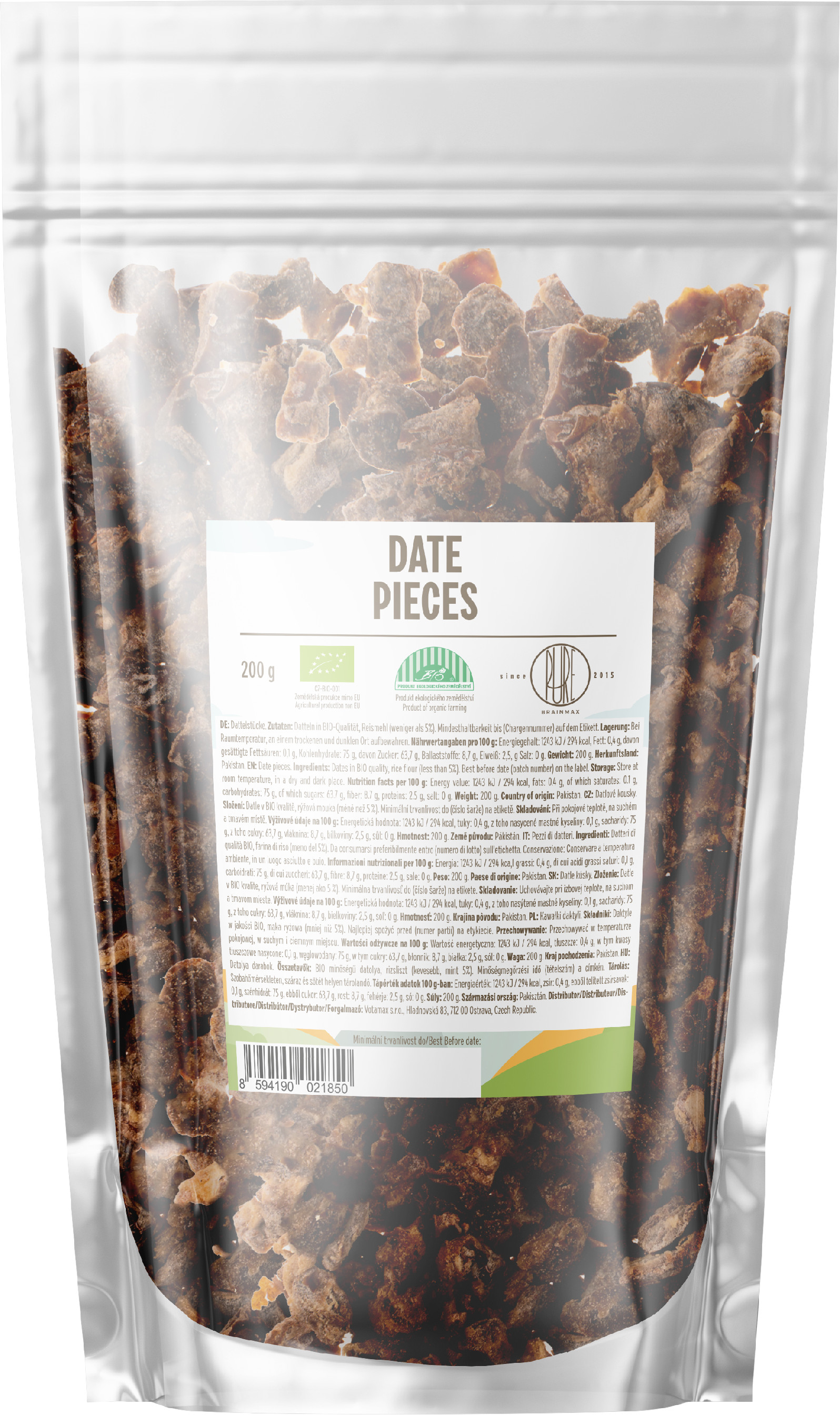 BrainMax Pure Datle sušené kousky BIO, 200 g Obrázek