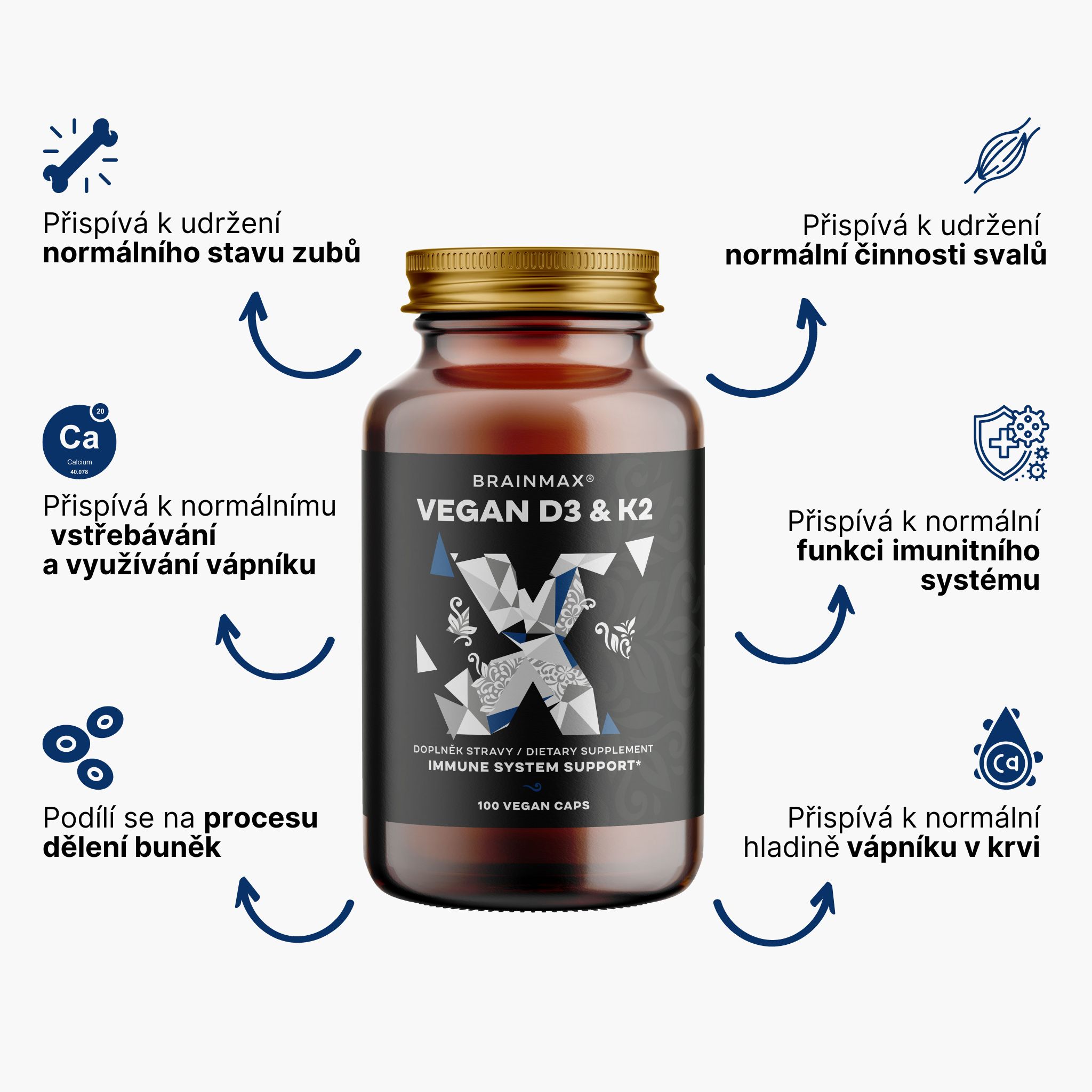 BrainMax Vegan Vitamin D3 & K2 4000 IU / K2 jako MK7 all-trans K2VITAL®DELTA 150 mcg, 100 rostlinných kapslí Obrázek