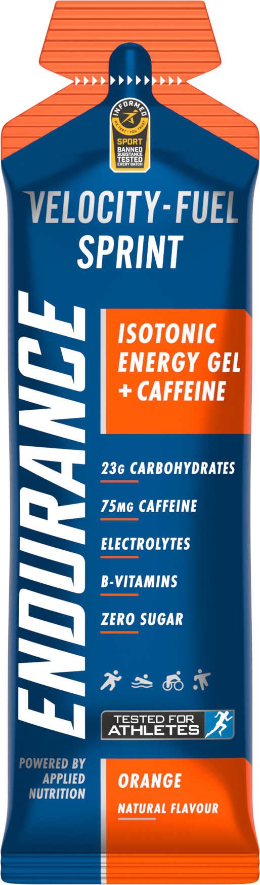 Applied Nutrition Endurance Sprint Isotonic Energy Gel + Caffeine, Energetický gel s kofeinem, Pomeranč, 60 g Obrázek