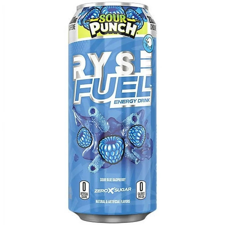 RYSE Fuel Energy Drink, Energetický drink, Sour Blue Raspberry, 473 ml Obrázek