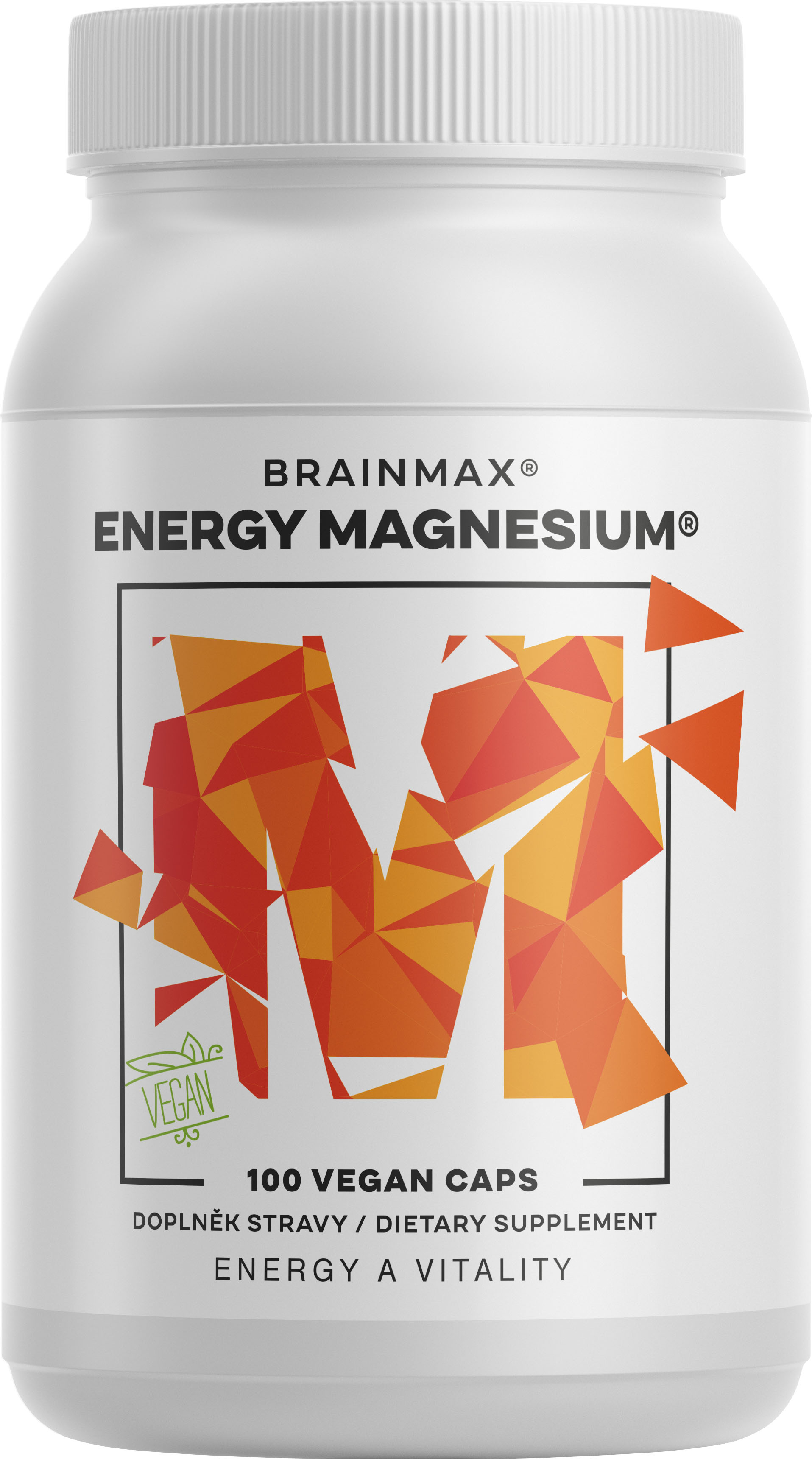 BrainMax Energy Magnesium®, 1000 mg, Hořčík Malát 200 mg, 100 kapslí Obrázek