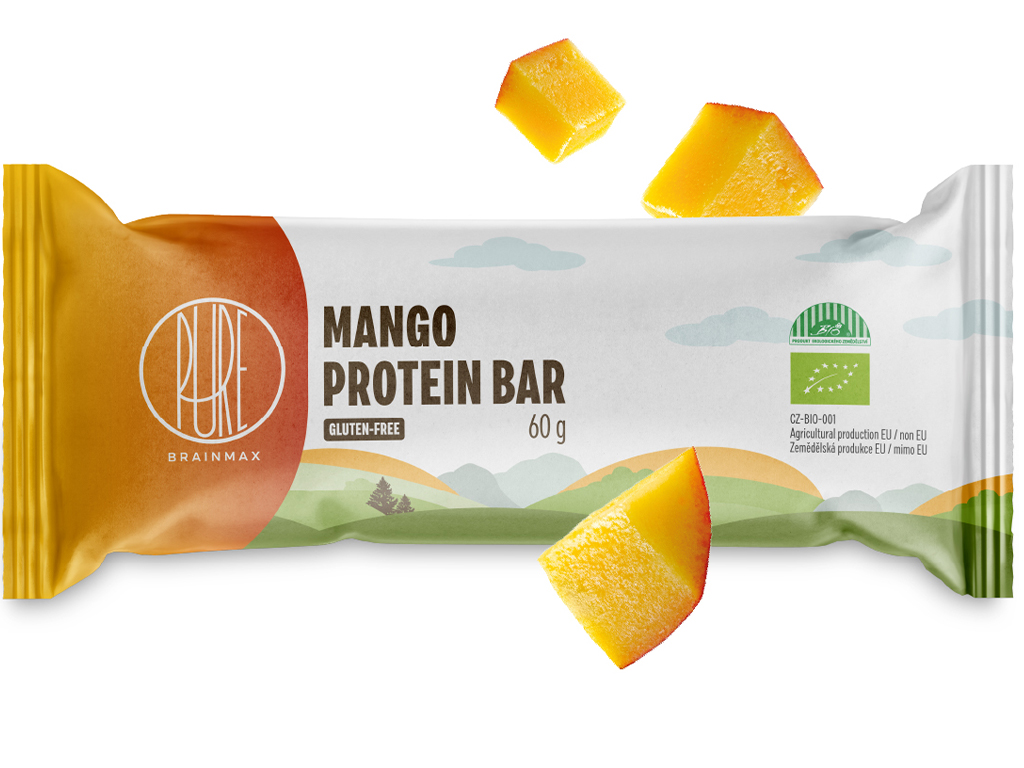 BrainMax Pure Protein Bar, Proteinová tyčinka, Mango, BIO, 60 g Obrázek