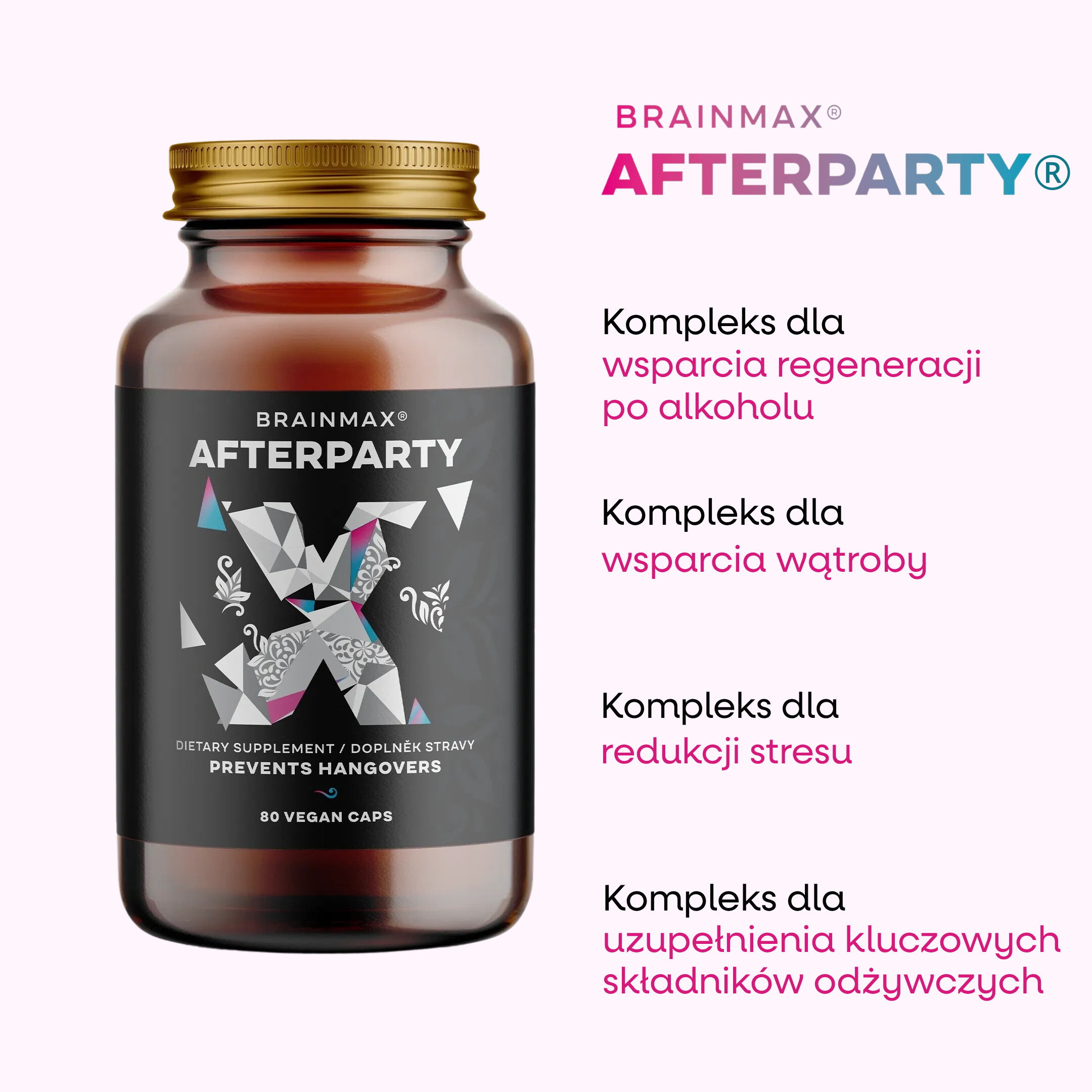 BrainMax® AFTERPARTY, doplněk pro zmírnění kocoviny Počet kapslí: 80 kapslí Obrázek