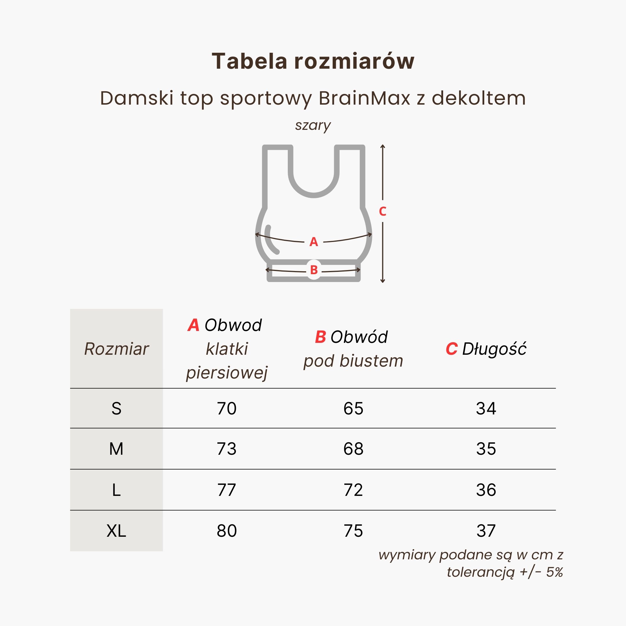 BrainMax dámský sportovní top s výstřihem, šedý Velikost: M Obrázek