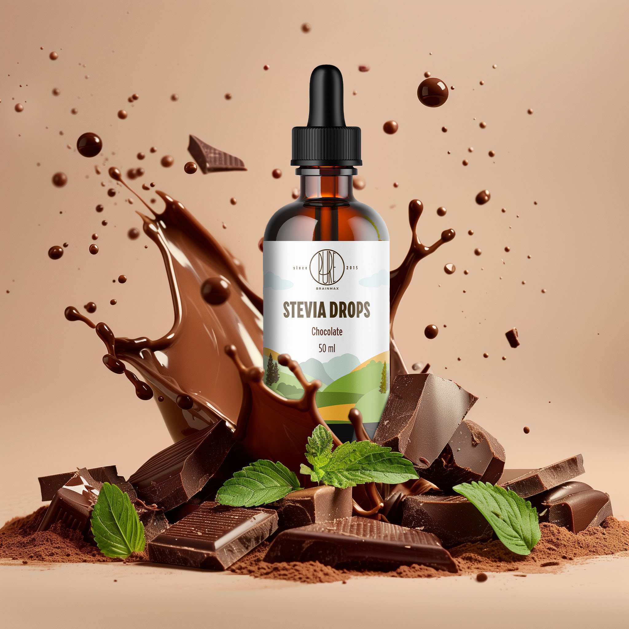 BrainMax Pure Stevia drops, Stévie kapky, různé druhy, 50 ml Příchuť: Máta Obrázek