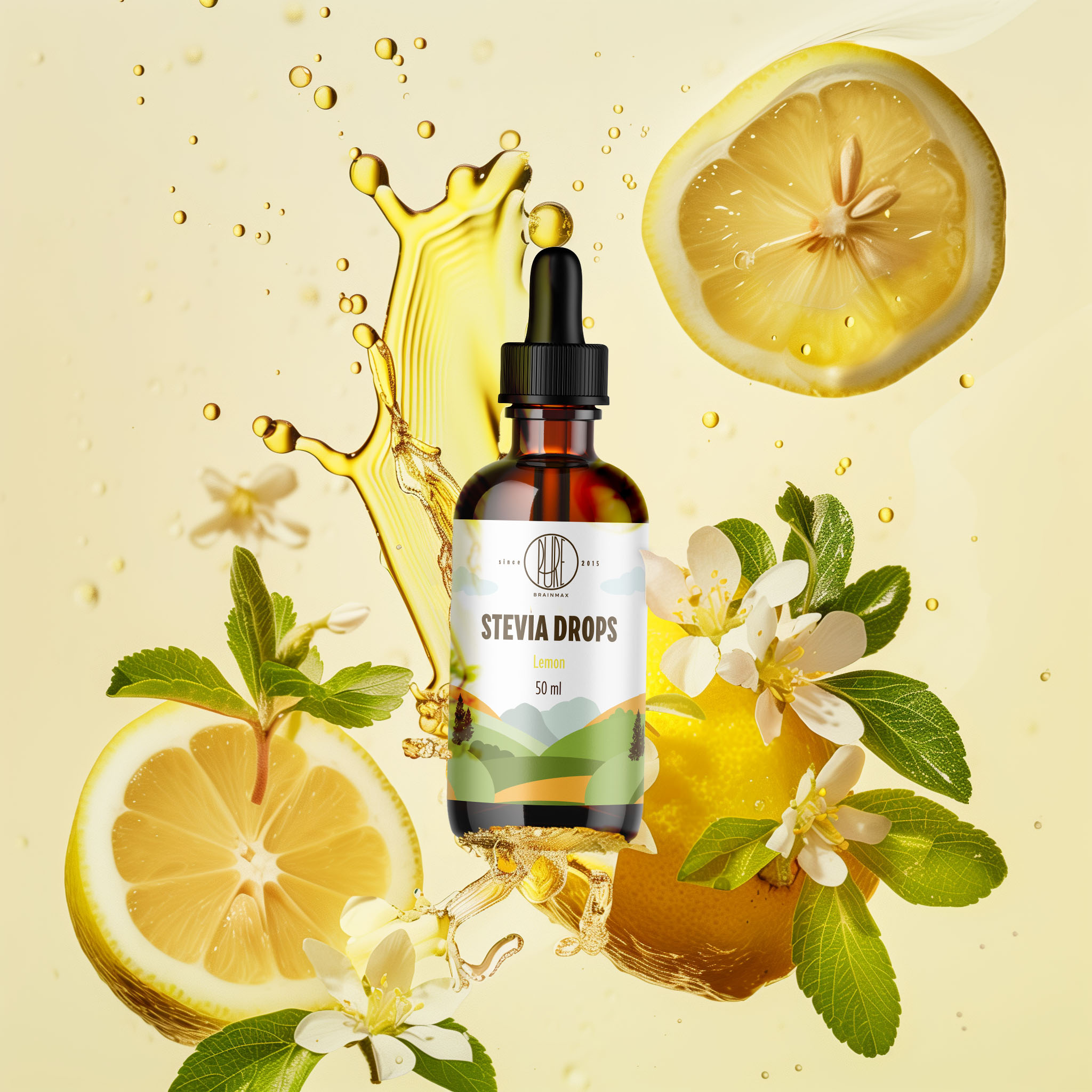BrainMax Pure Stevia drops, Stévie kapky, různé druhy, 50 ml Příchuť: Máta Obrázek