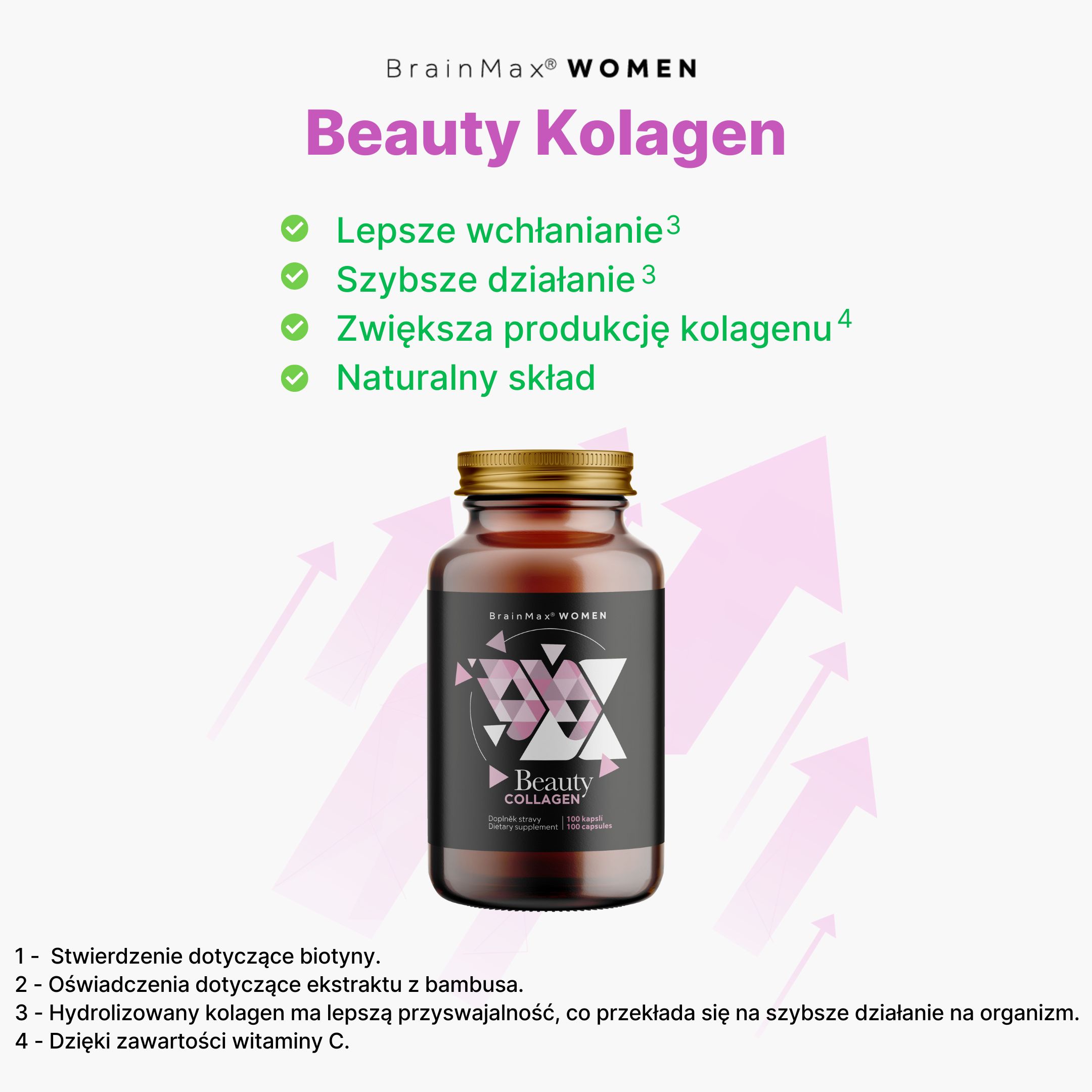 BrainMax Women Beauty Fish Collagen, mořský rybí kolagen Naticol®, 2400 mg, 100 rostlinných kapslí Obrázek