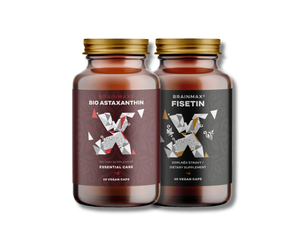 BrainMax Astaxanthin (Astaksantyna) BIO, 8 mg, 60 kapsułek roślinnych + BrainMax Fisetin 100 mg, 60 kapsułek roślinnych