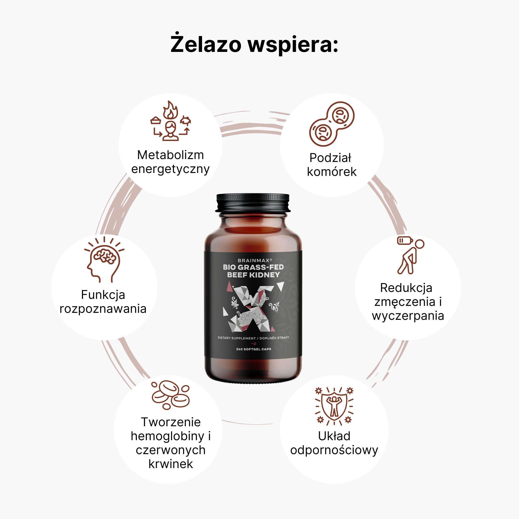 BrainMax Grass-Fed Beef kidney, hovězí ledviny, BIO, 240 kapslí Obrázek