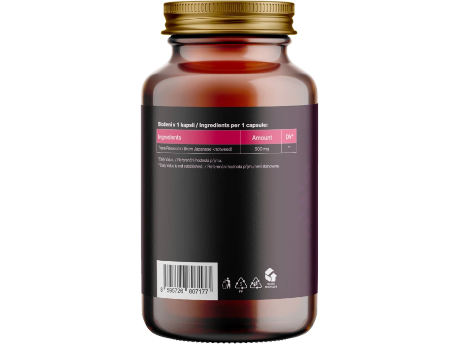 BrainMax Trans-Resveratrol, resveratrol, 500 mg, 60 rostlinných kapslí Obrázek
