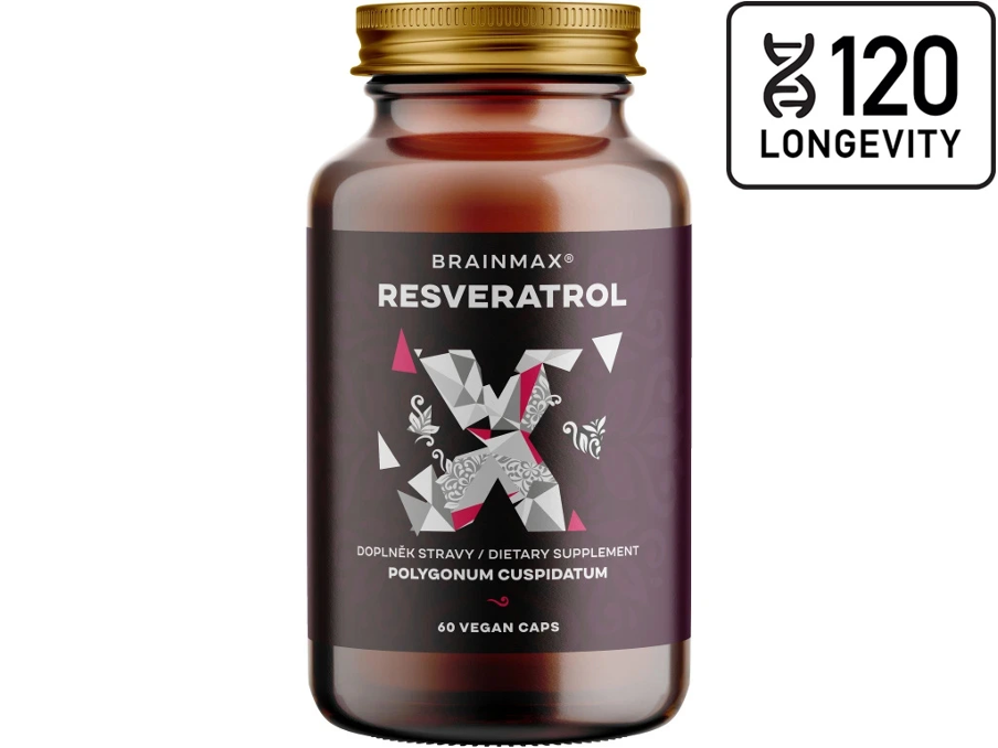 BrainMax Trans-Resveratrol, resveratrol, 500 mg, 60 rostlinných kapslí Obrázek