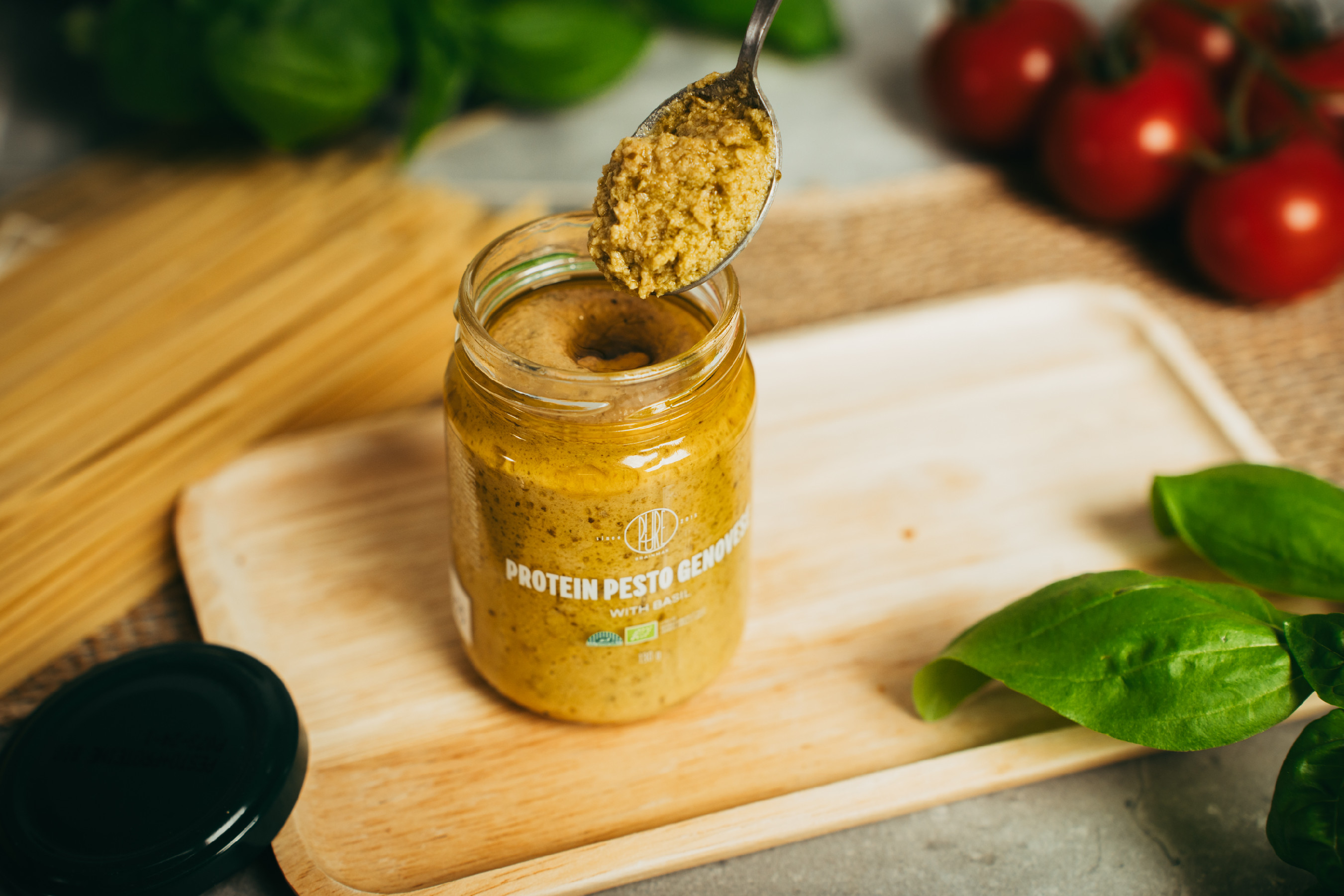 BrainMax Pure Protein Pesto Genovese, bazalkové pesto, 130 g, BIO Obrázek