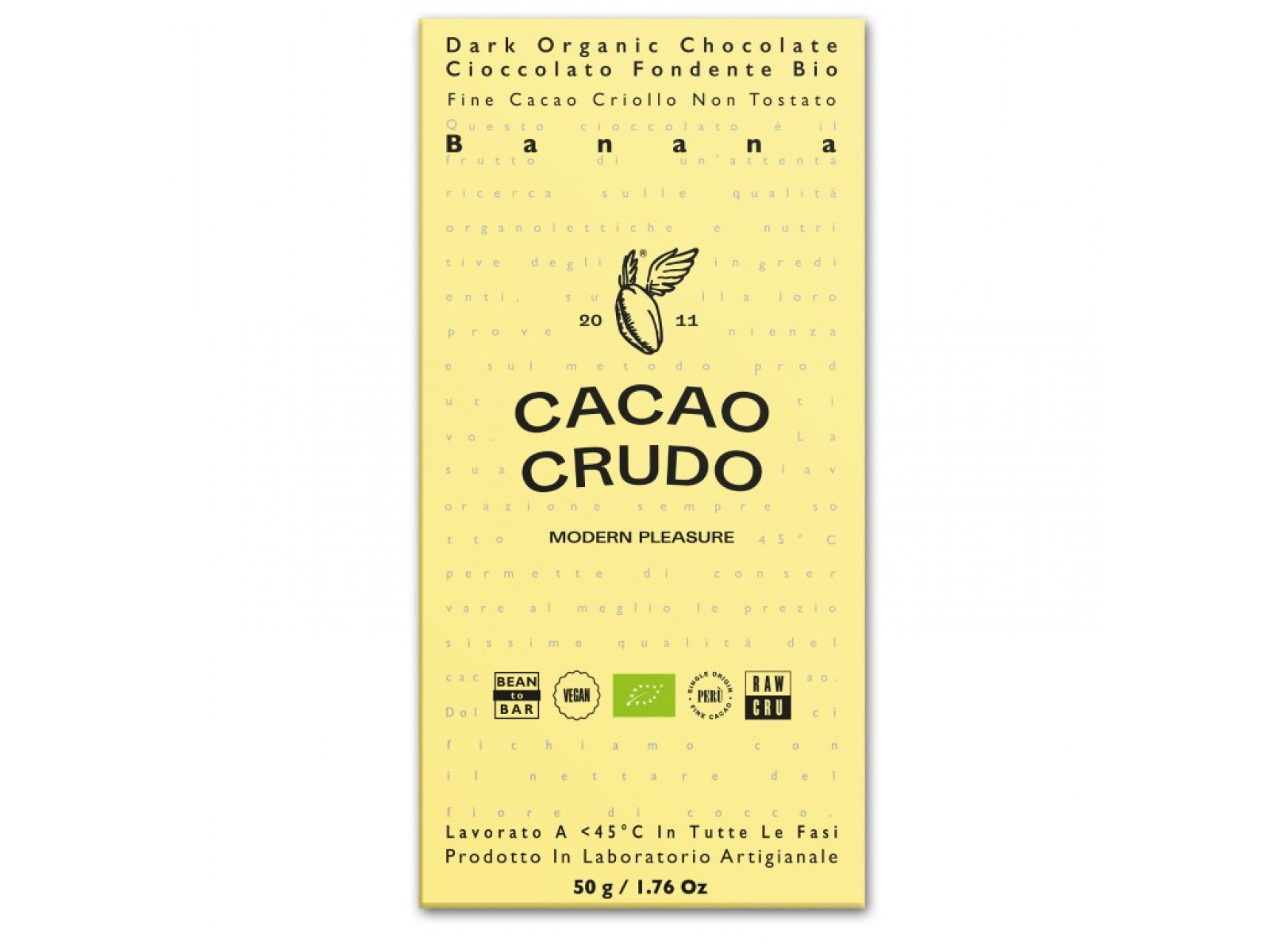 Cacao Crudo Raw Ciemna czekolada z bananem, 50 g