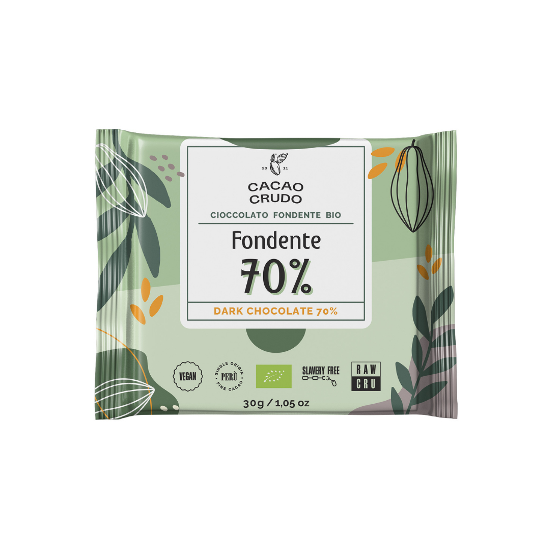 Cacao Crudo Raw Hořká čokoláda 70%, BIO, 30 g Obrázek