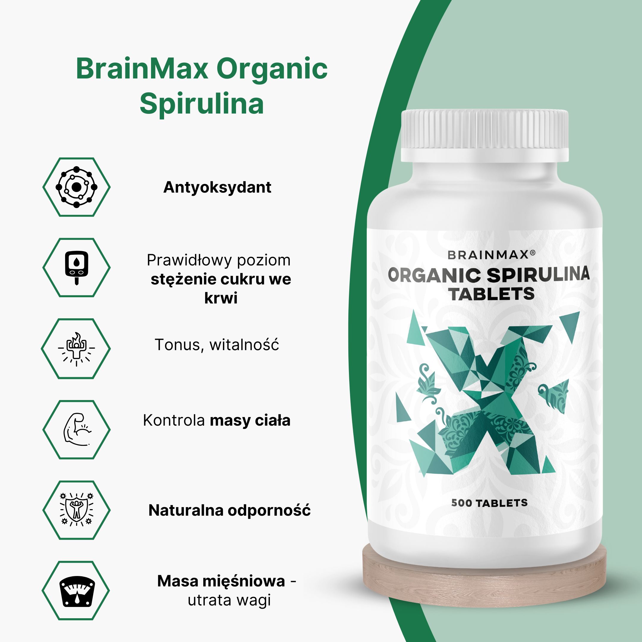 BrainMax Spirulina BIO, tablety Počet kapslí: 500 tablet Obrázek