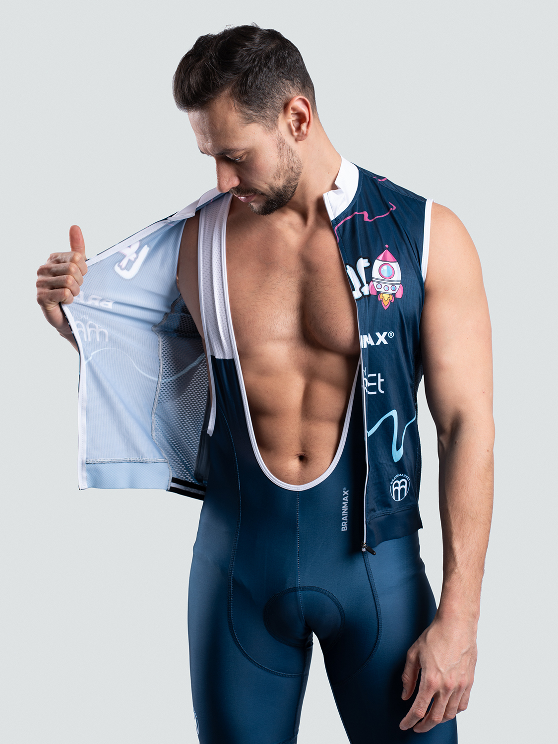 BrainMax LAUF cyklistický dres bez rukávů, modrý Velikost: M Obrázek