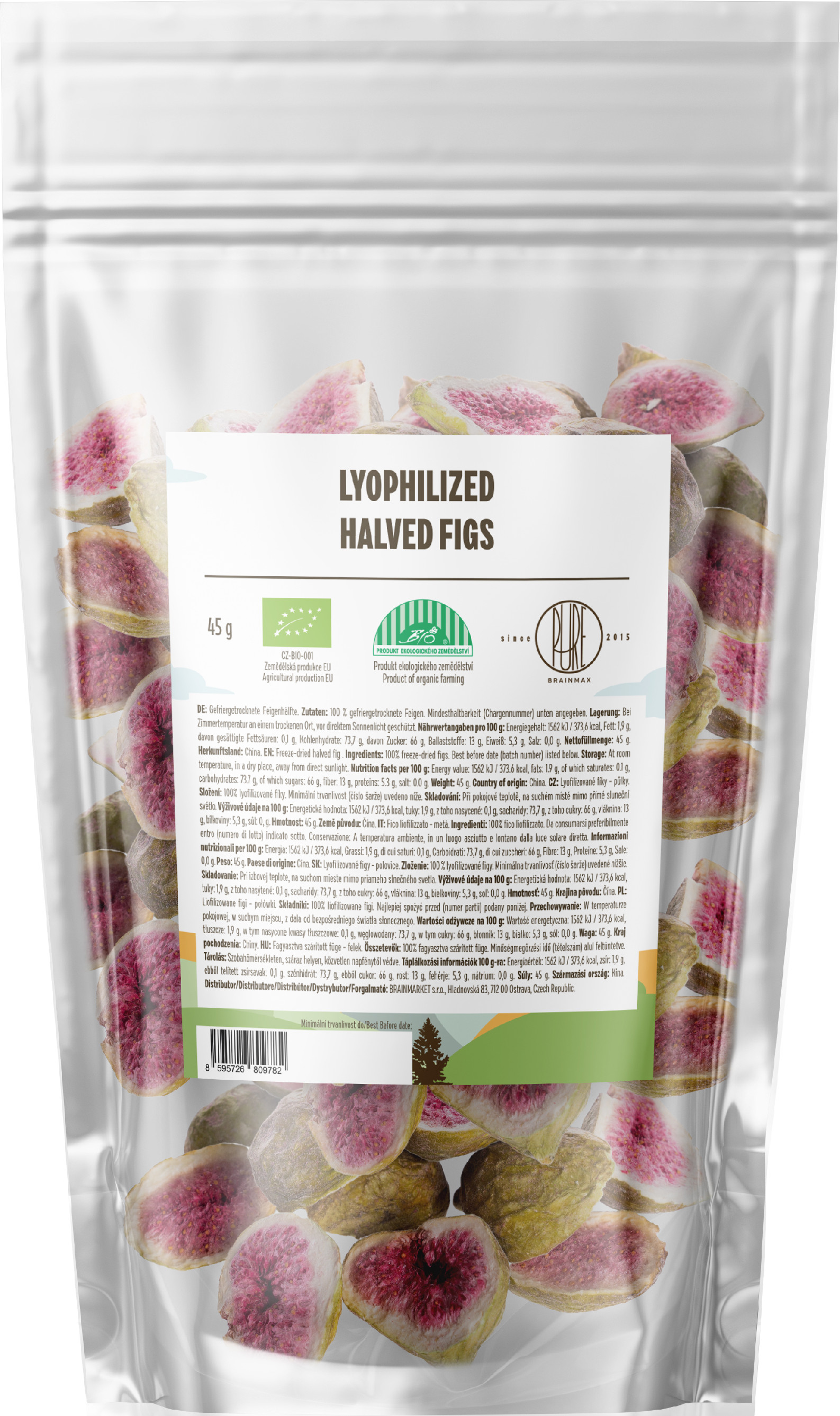 BrainMax Pure Lyophilized Halved Figs, Lyofilizované fíky půlky, 45 g Obrázek