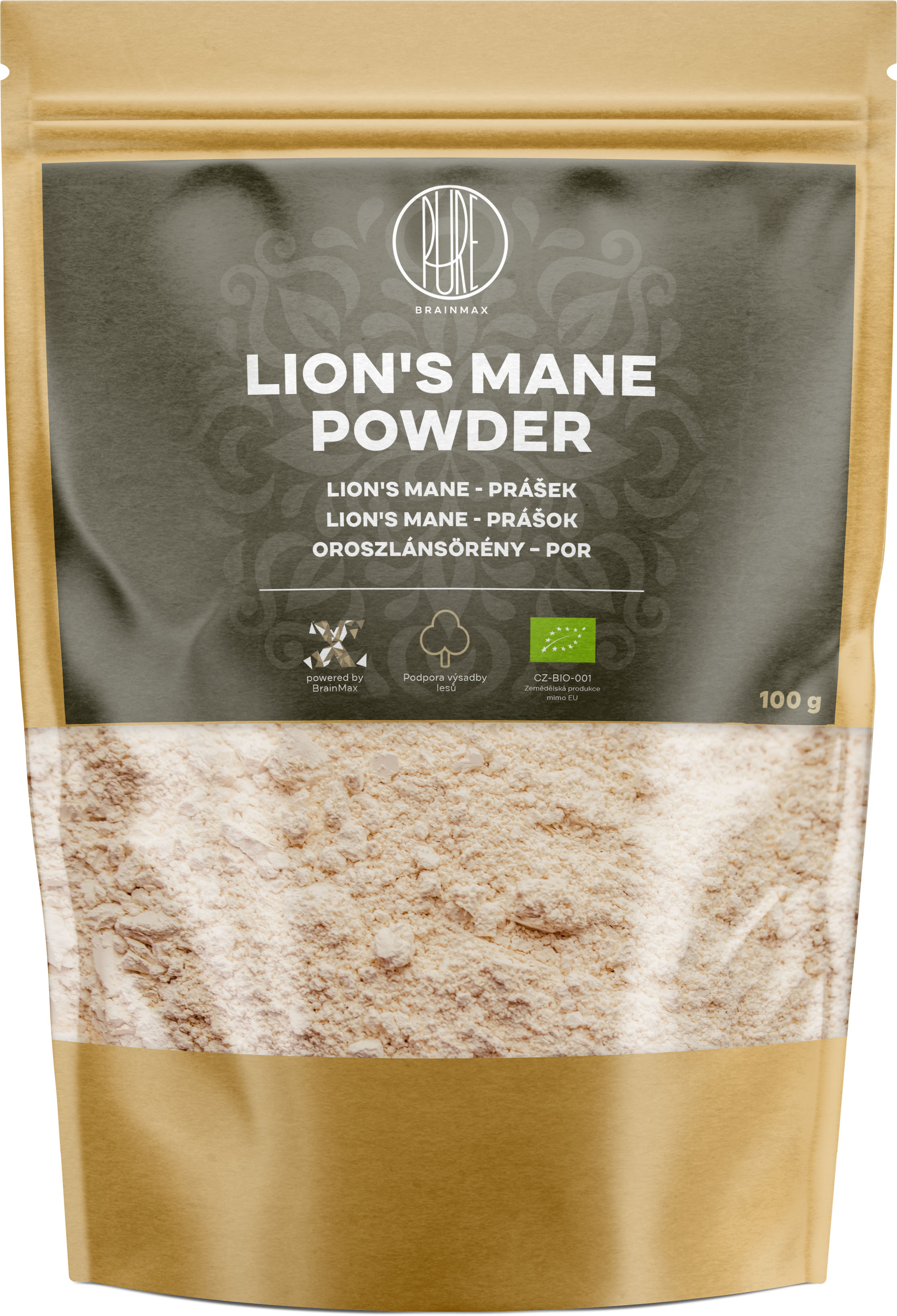 BrainMax Pure Lion's Mane (Hericium) prášek, BIO 100g