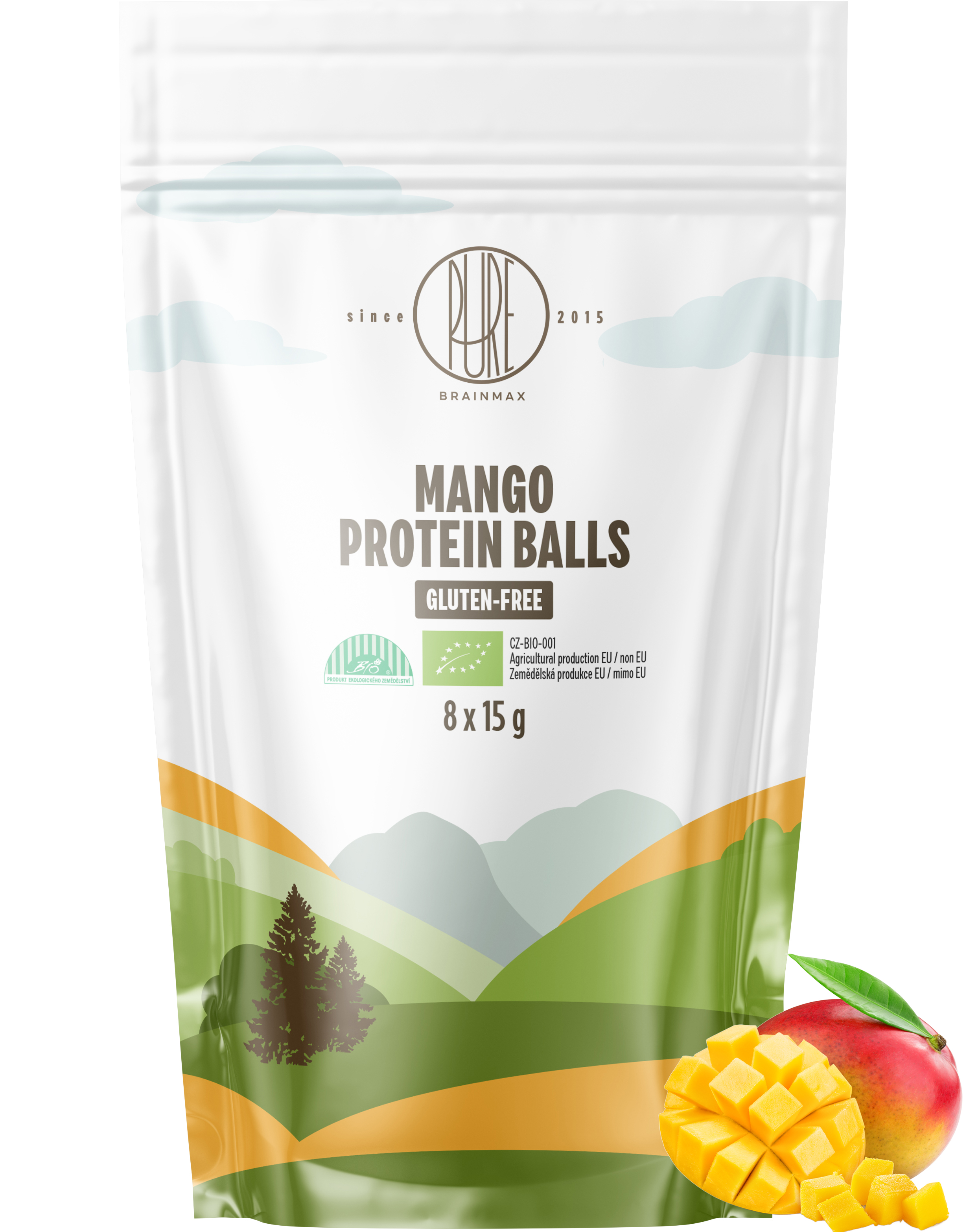 BrainMax Pure Protein Balls Mango, Proteinové kuličky, Mango, BIO, 8 ks Obrázek