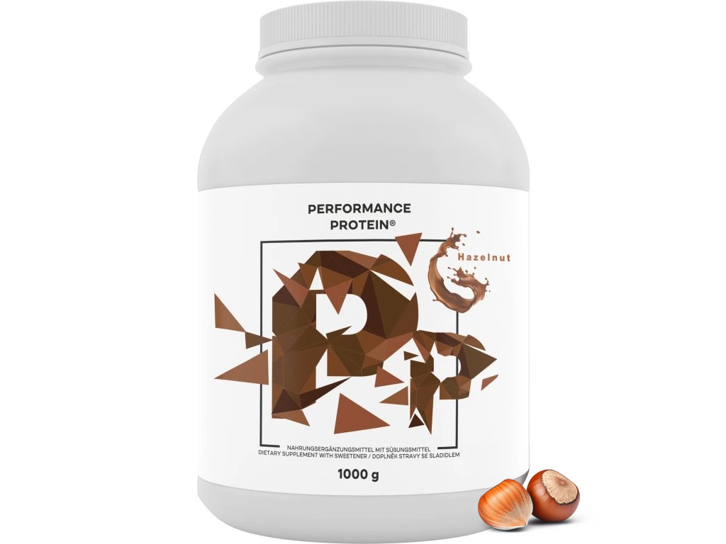 BrainMax Performance Protein, nativní syrovátkový protein, lískový ořech Hmotnost: 1000 g Obrázek