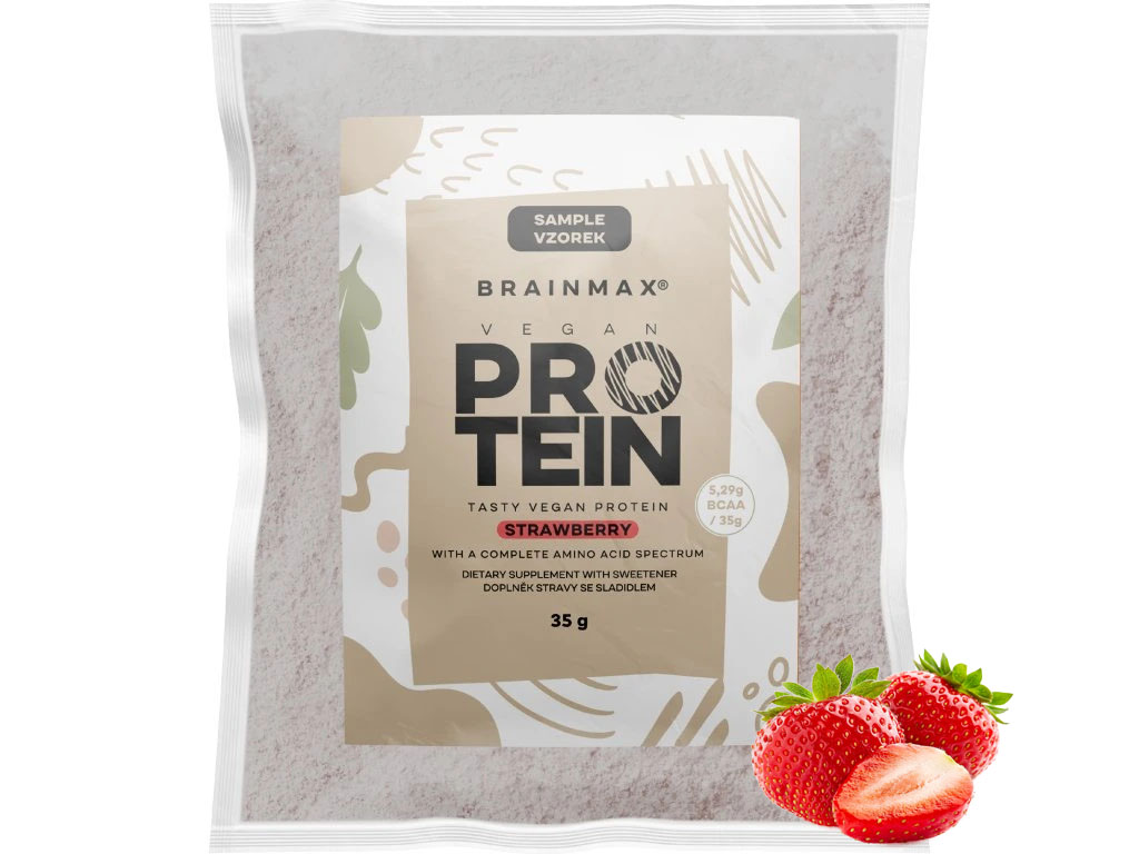 BrainMax Vegan protein, jahoda, 35 g Obrázek