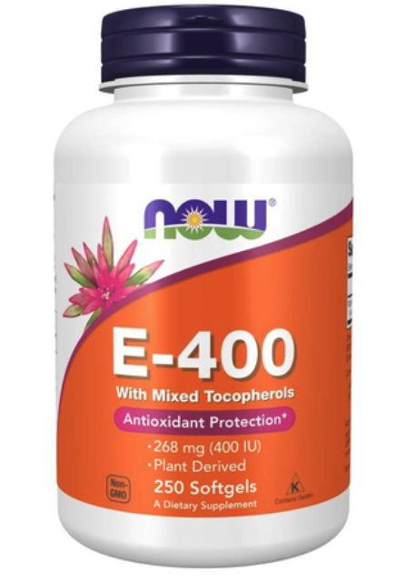 Now® Foods NOW Vitamin E 400 IU s tokoferoly, 250 softgelových kapslí Obrázek