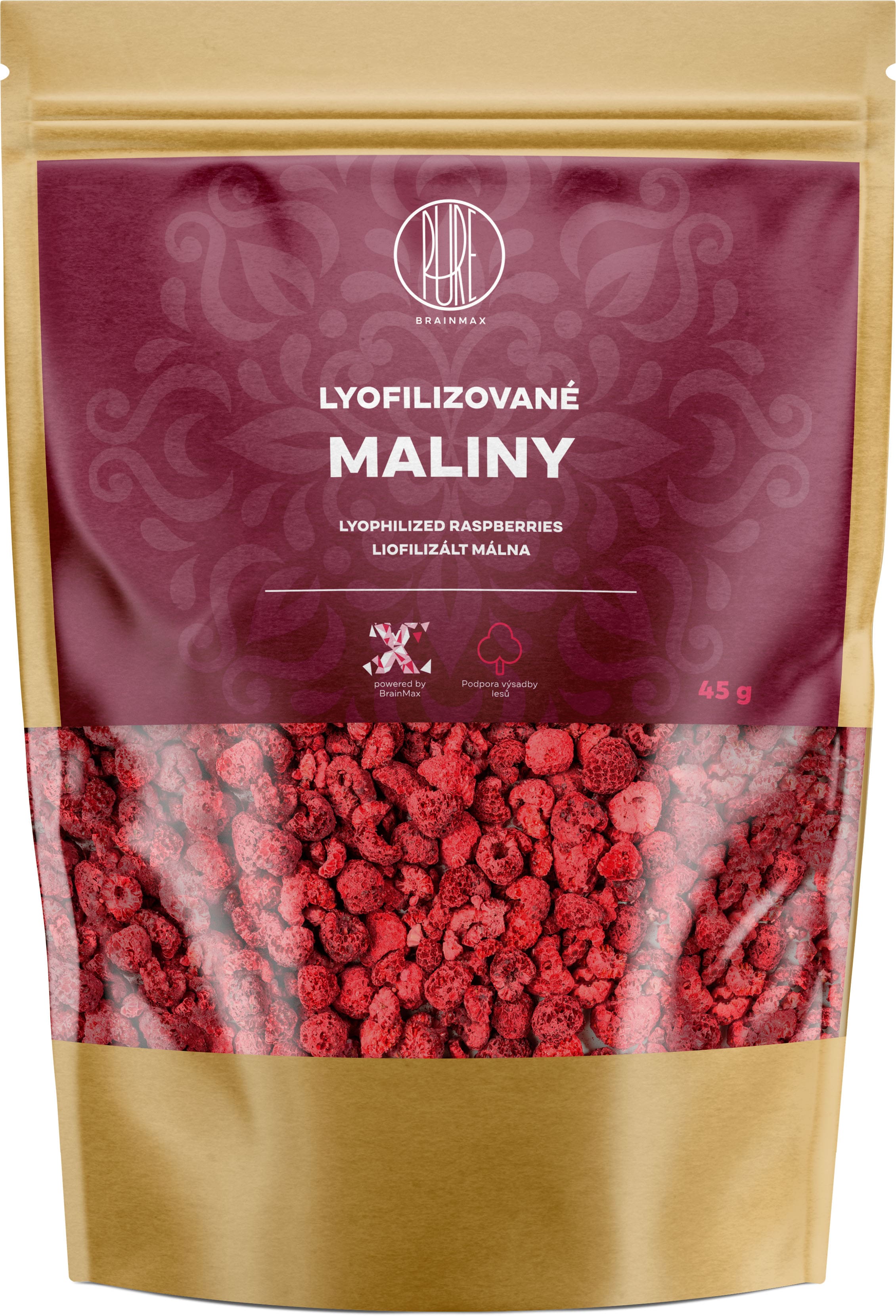 BrainMax Pure Lyofilizované maliny, BIO, 45 g