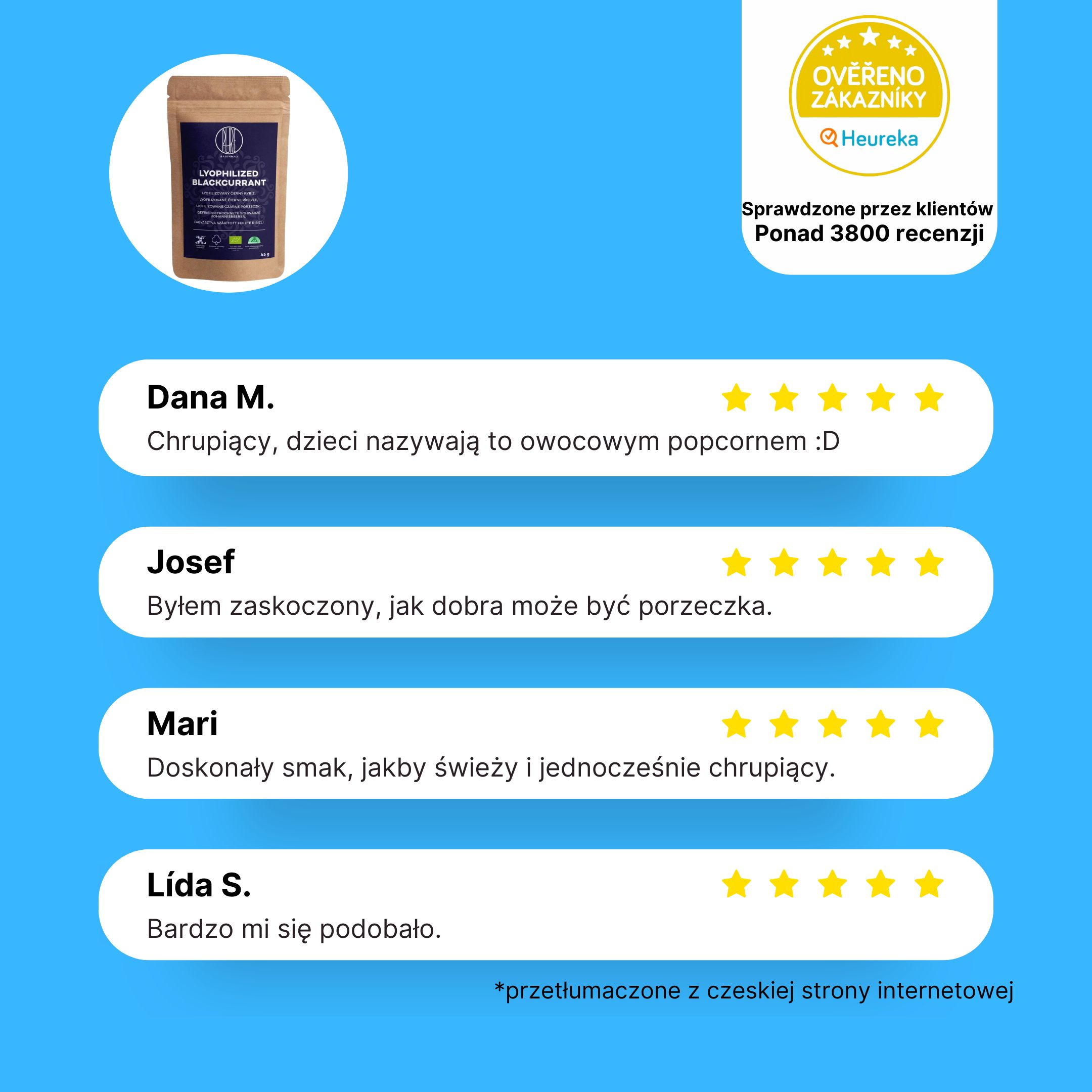 BrainMax Pure Lyofilizovaný černý rybíz, BIO, 45 g