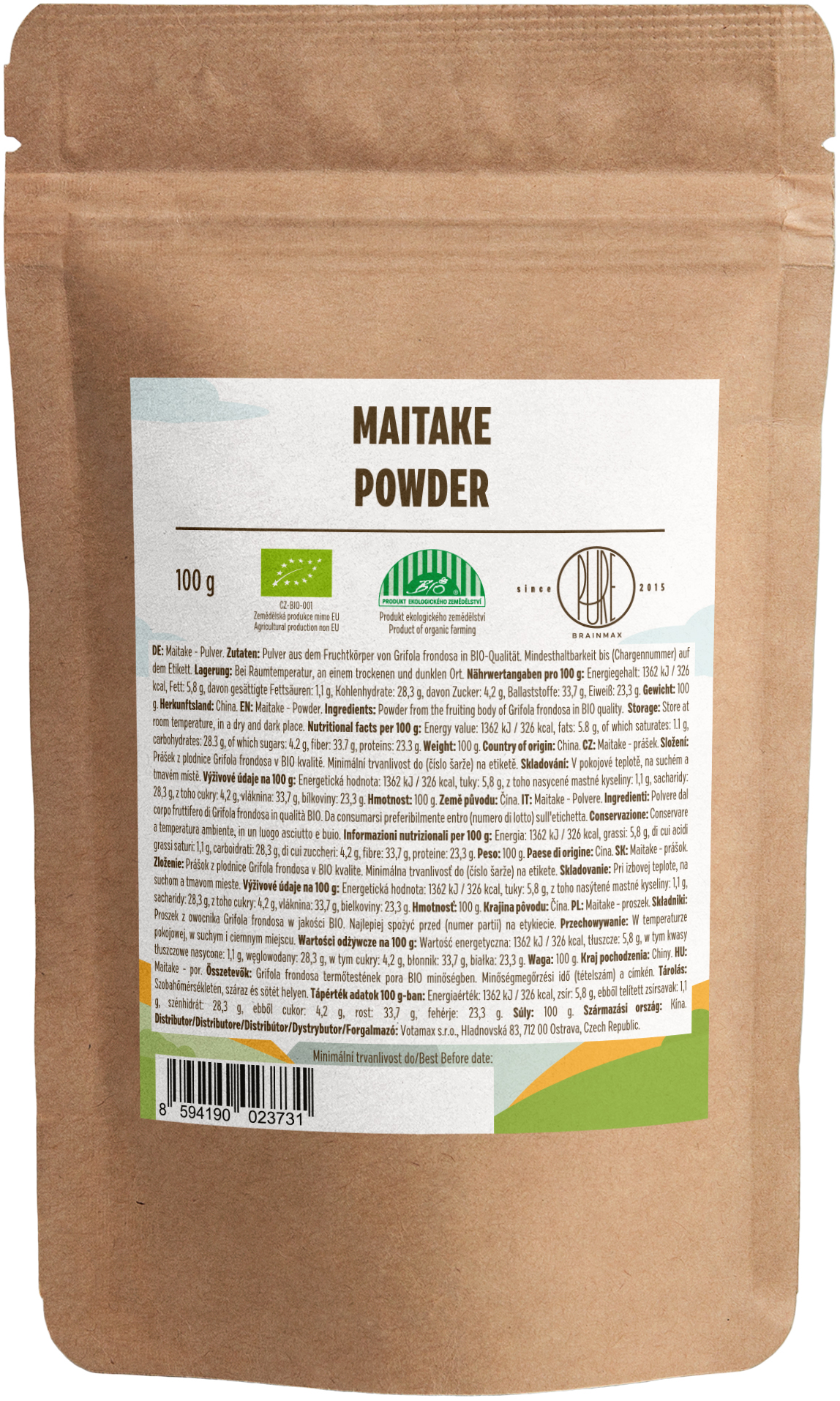 BrainMax Pure Maitake prášek BIO, 100g Obrázek