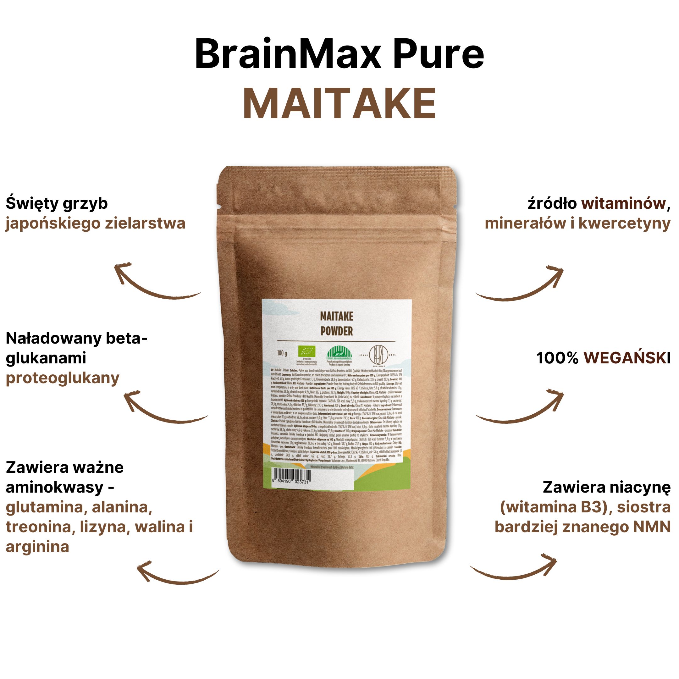 BrainMax Pure Maitake prášek BIO, 100g