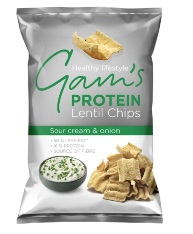 Gam's GAM’S Proteinové čočkové lupínky s příchutí zakysané smetany a cibule, 65 g Obrázek