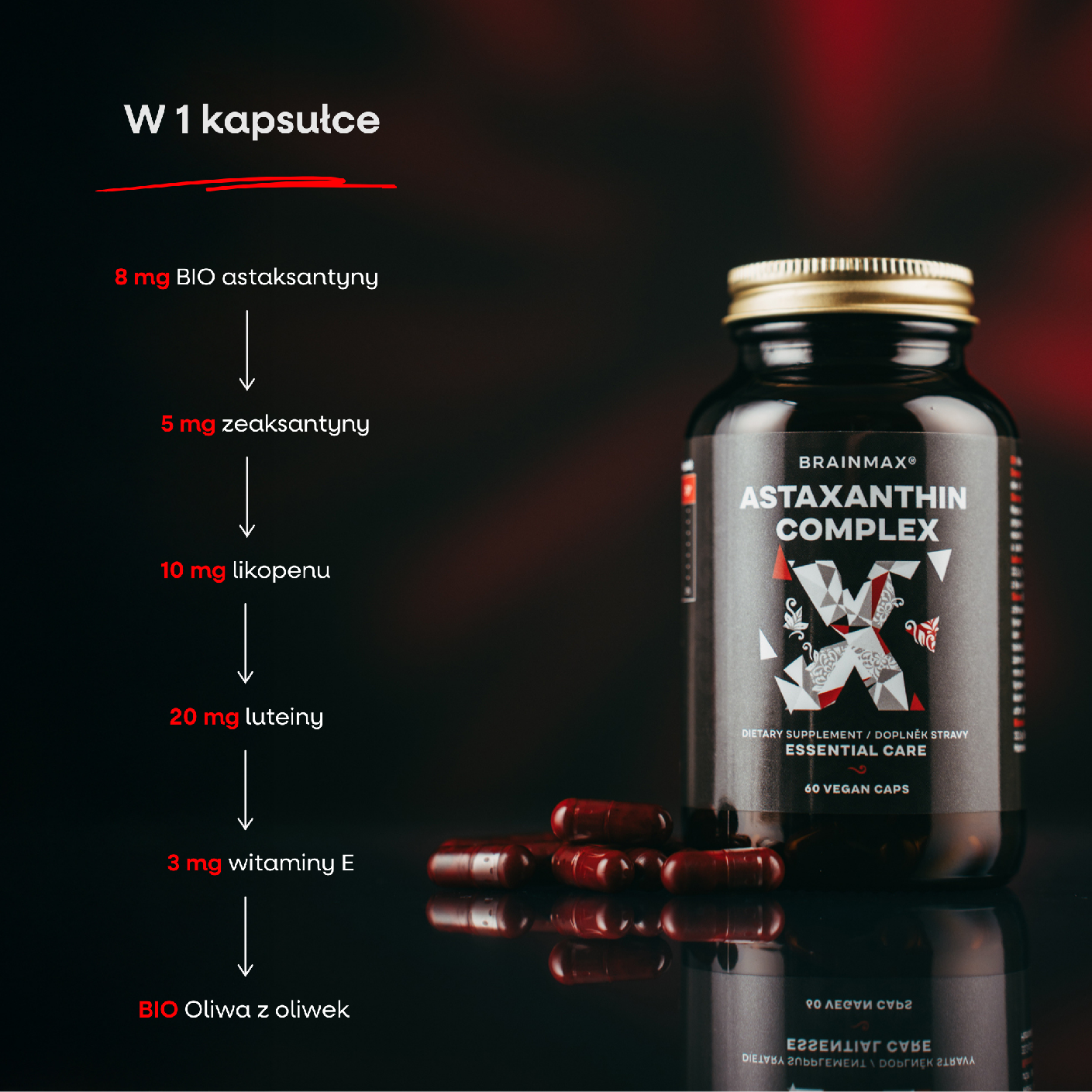 BrainMax Astaxanthin Complex, 60 rostlinných kapslí Obrázek