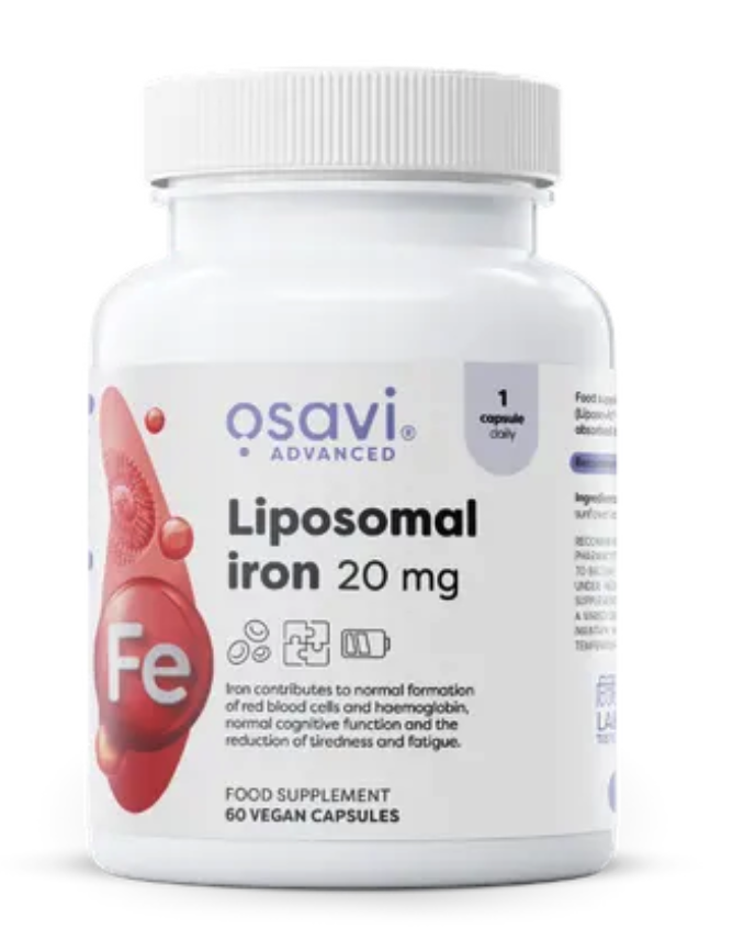 Osavi Liposomal iron, lipozomální železo, 20 mg, 60 rostlinných kapslí Obrázek
