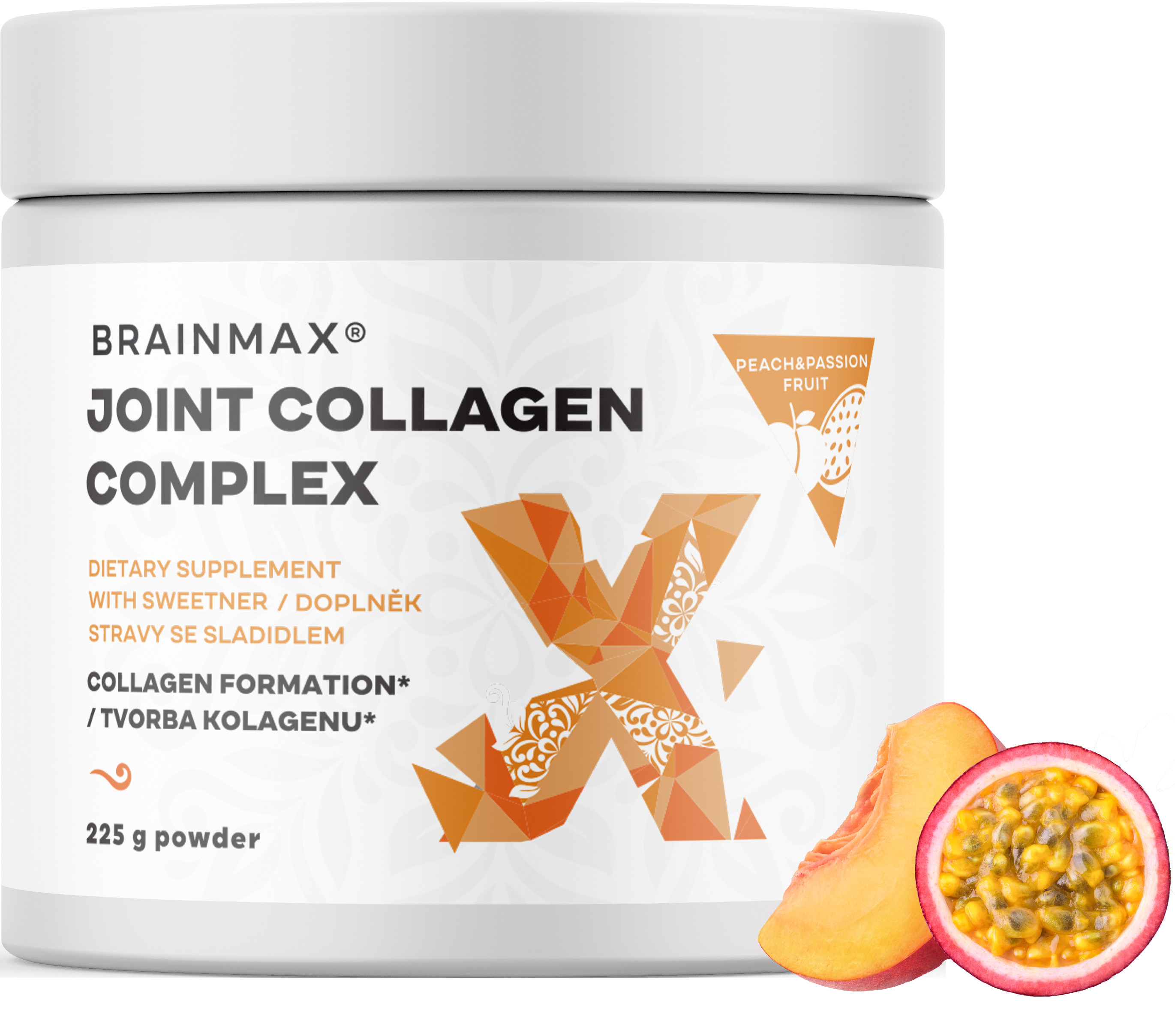 BrainMax Joint collagen komplex, broskev-marakuja, 225 g Obrázek