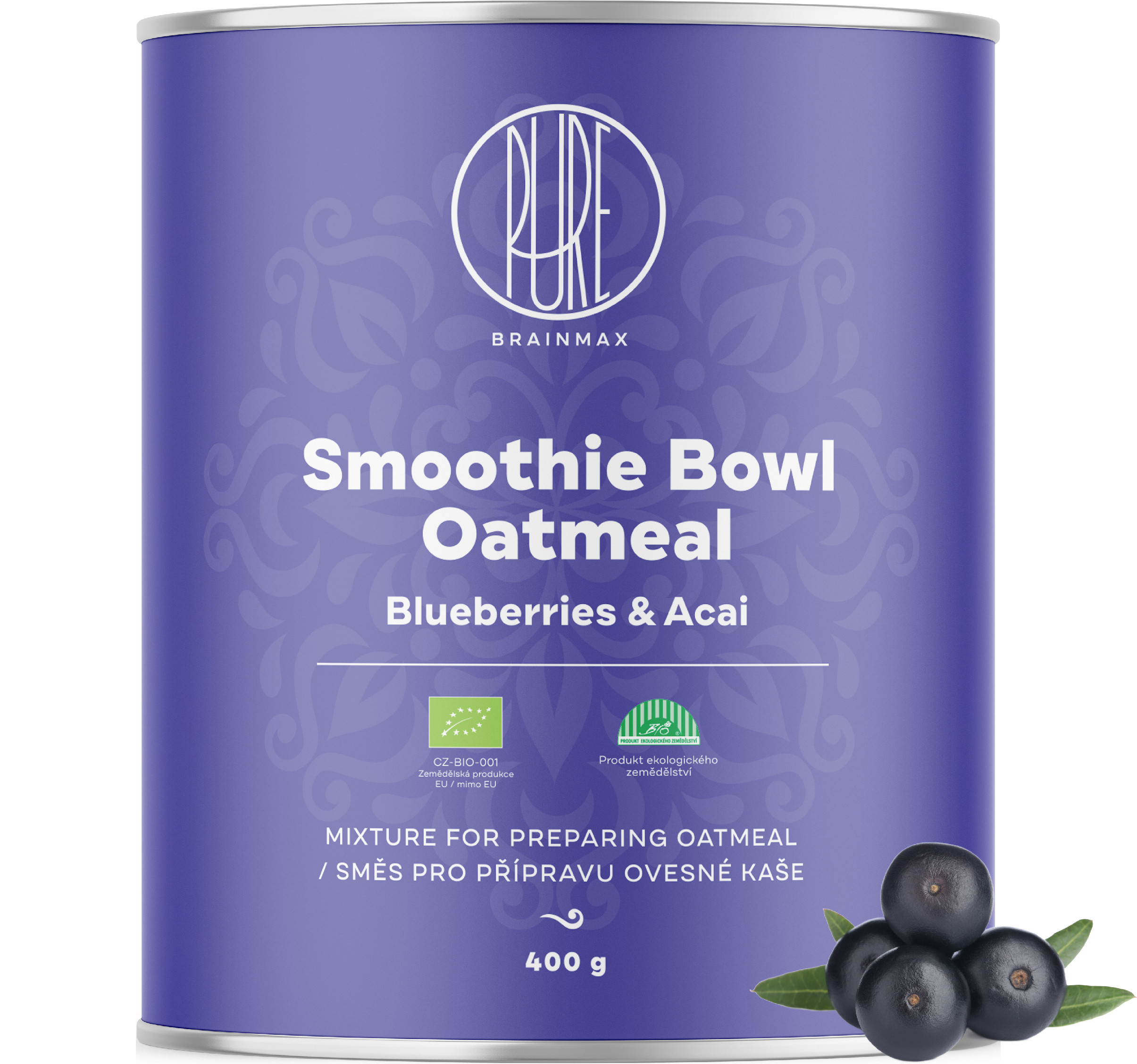 BrainMax Pure Smoothie bowl kaše, acai a borůvky, BIO, 400 g Obrázek