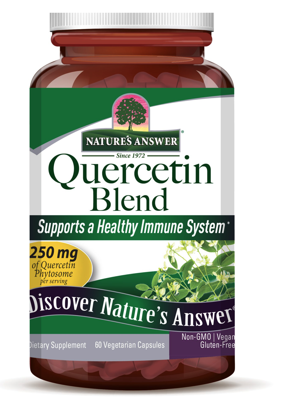 Nature's Answer Quercetin Blend, Kvercetin, extrakt, 250 mg, 60 rostlinných kapslí Obrázek