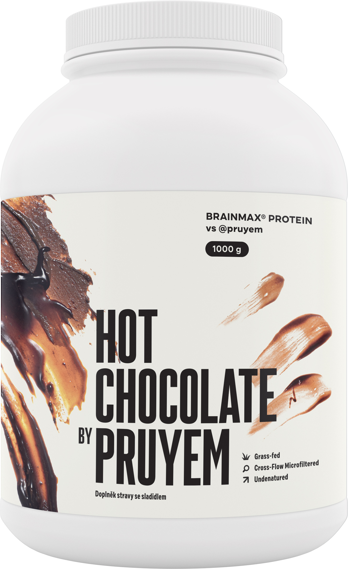 BrainMax PRUYEM Protein, Hot Chocolate, syrovátkový protein, horká čokoláda, 1000 g Obrázek