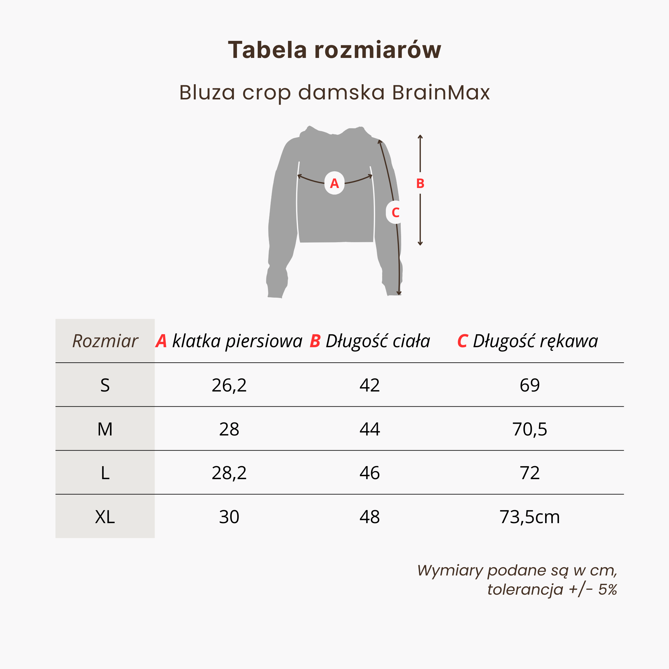 BrainMax dámská crop mikina, krémová Velikost: M Obrázek