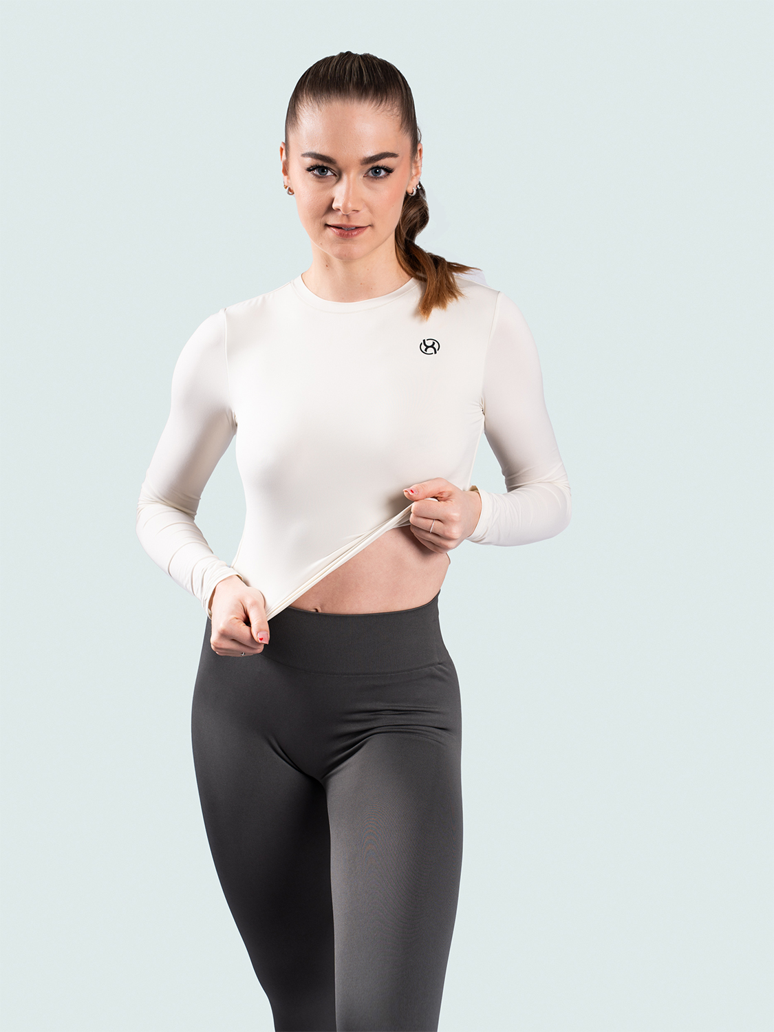 BrainMax dámský crop top s dlouhým rukávem, krémový Velikost: L Obrázek