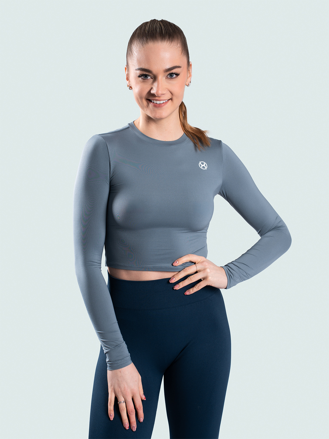 BrainMax dámský crop top s dlouhým rukávem, šedý Velikost: M Obrázek