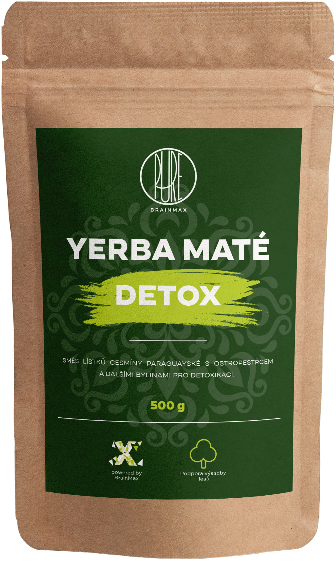 BrainMax Pure Yerba Maté, Detox, 500 g