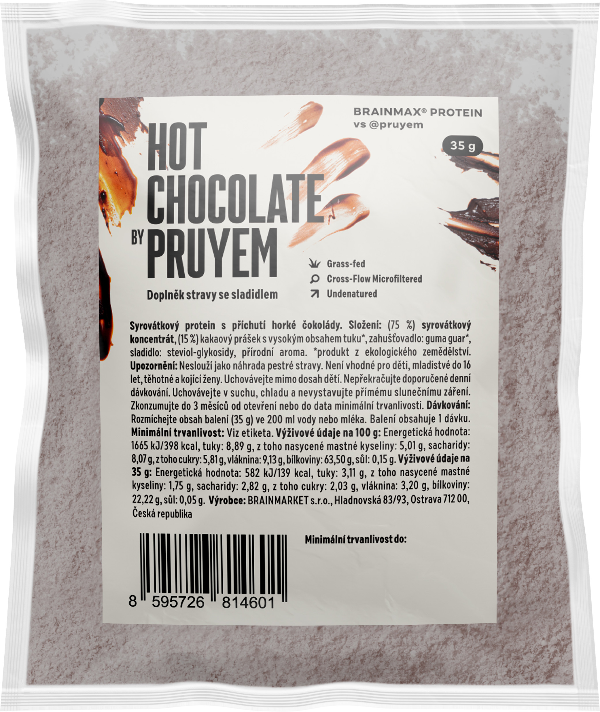 PRUYEM Protein, Hot Chocolate, białko serwatkowe, gorąca czekolada, 35 g, PRÓBKA