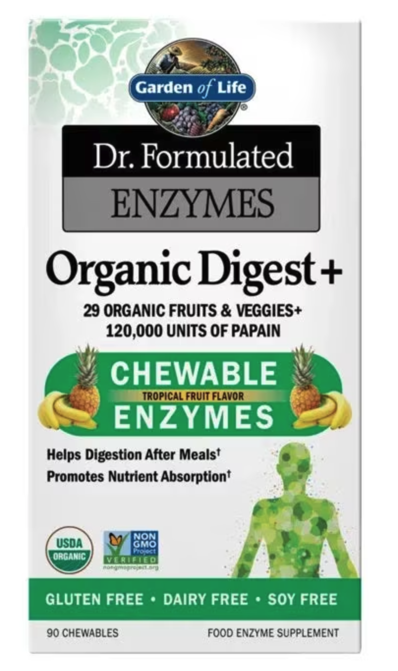 Garden of Life Dr. Formulated Organické Enzymy na podporu trávení - s příchutí tropického ovoce 90 tablet Obrázek